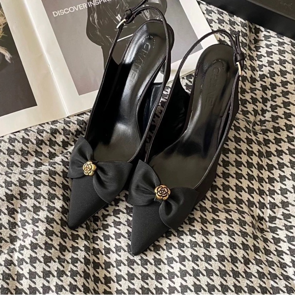 Chanel Black Bow High Heels